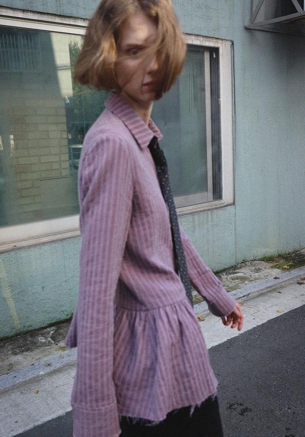 [REHEAT] VINTAGE SHIRRING SHIRT_PINK