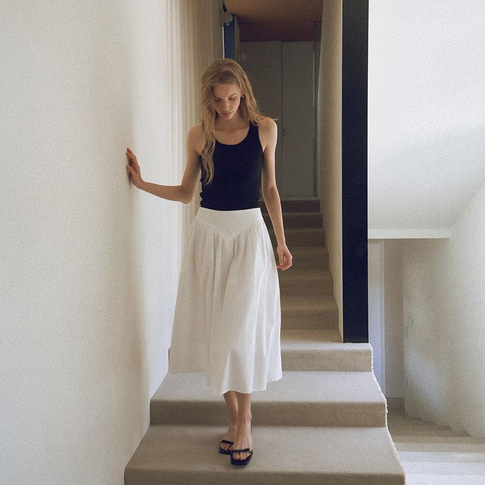 Garden shirring skirt_2colors