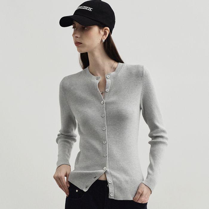 골지 라운드넥 가디건 MDCD036_5 Colors