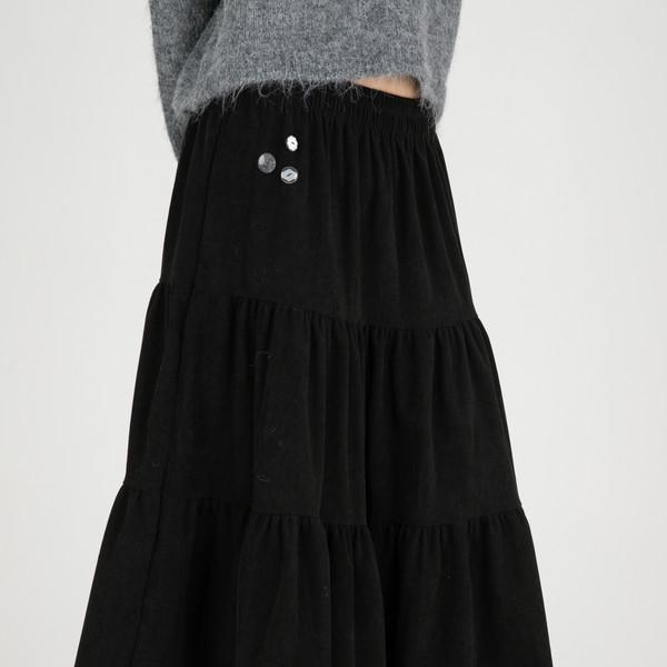 빈티지 버튼 롱 캉캉 스커트
