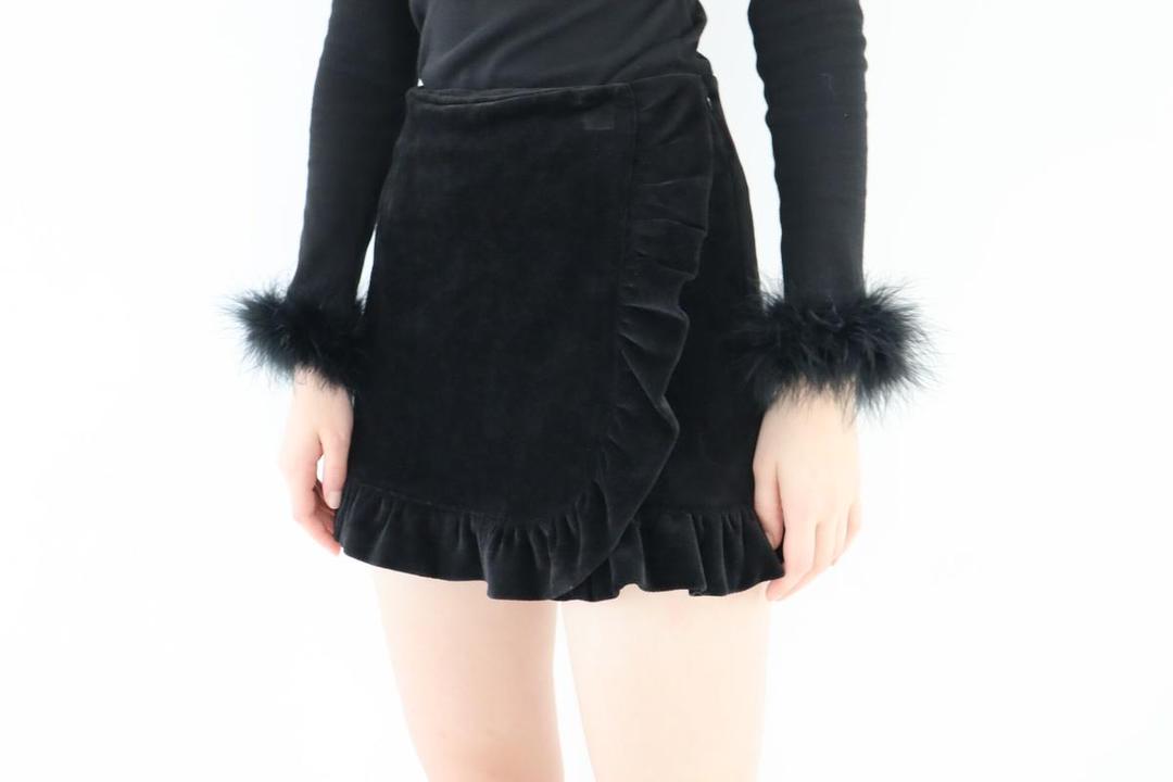 velours frill skirt pants （2color）
