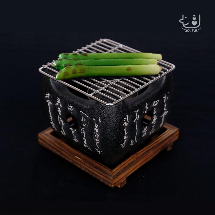 미니 화로 정사각(소) 세트(화로본체+나무받침+석쇠+숯통) 집들이 자취생 선물