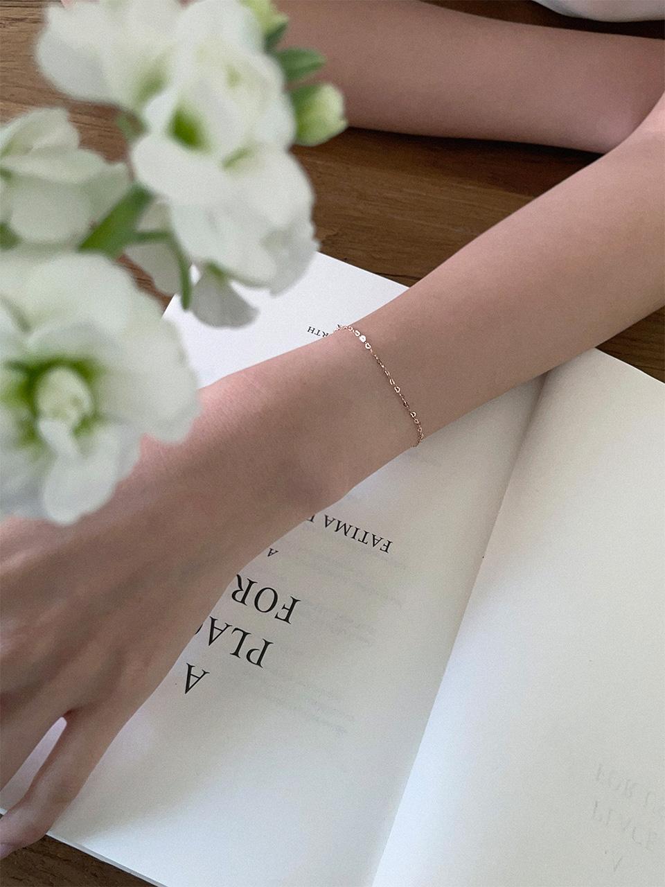 14k 러브레인 하트 체인 팔찌