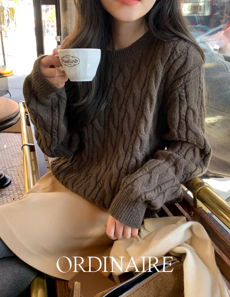 가내스라 [ordinaire] 노븐 케이블 니트 (3color/단독주문시오늘출발)