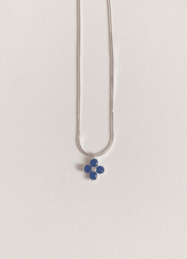 [silver925] blue flower necklace