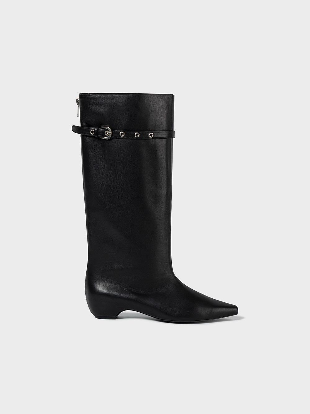 Back-Zipped Middle Boots_Black