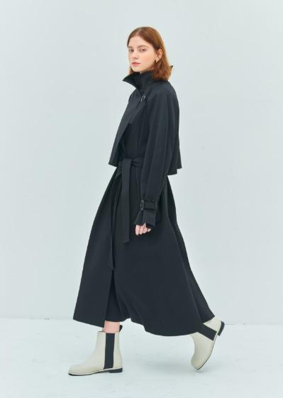 [3차 리오더]SEMI FLAP ROBE TRENCH COAT (moat black)