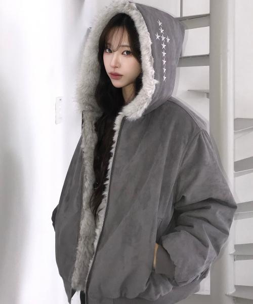 EV REVERSIBLE FUR HOOD(GRAY)