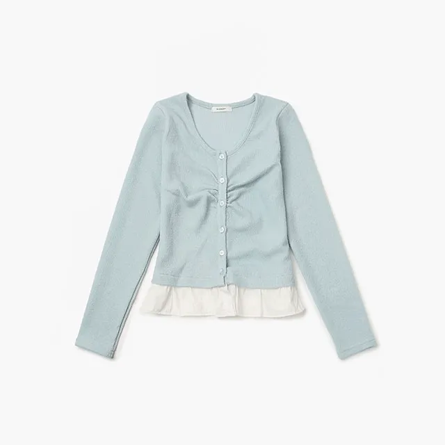 [에잇컨셉] 셔링 프릴 레어어드 가디건(3color)