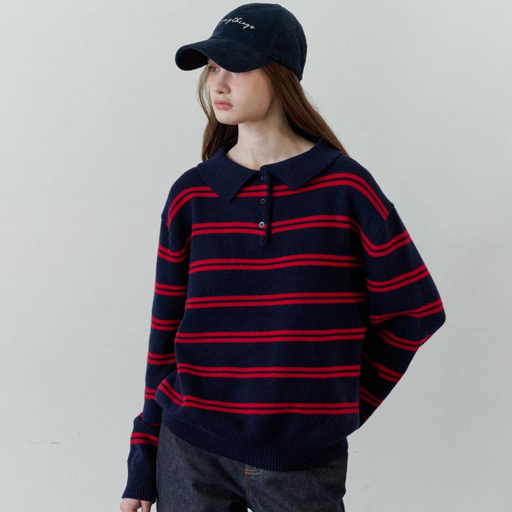 포드 스트라이프 니트_navy