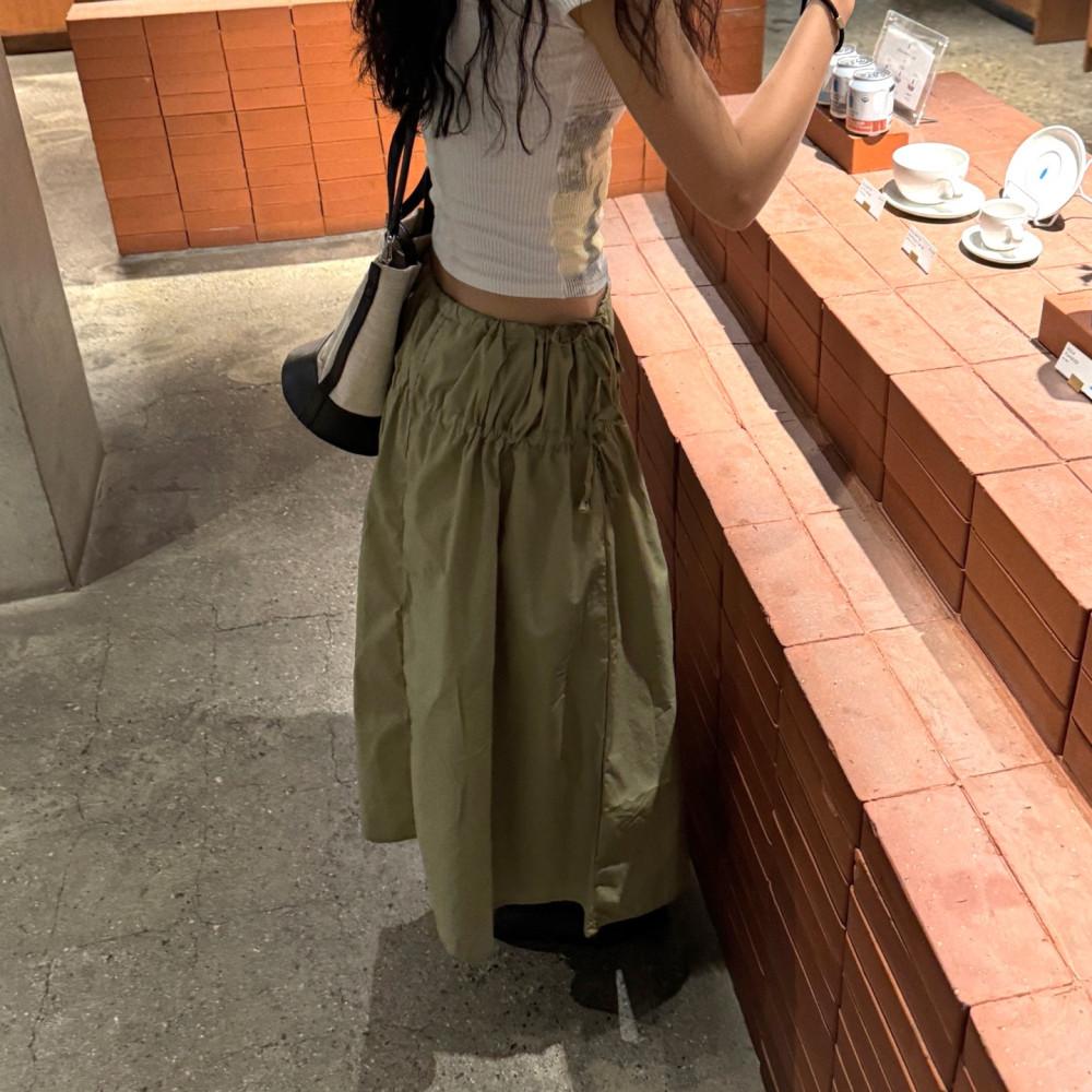 니코 투 스트링 코튼 스커트 (4col) 블랙 카키 옐로우 화이트