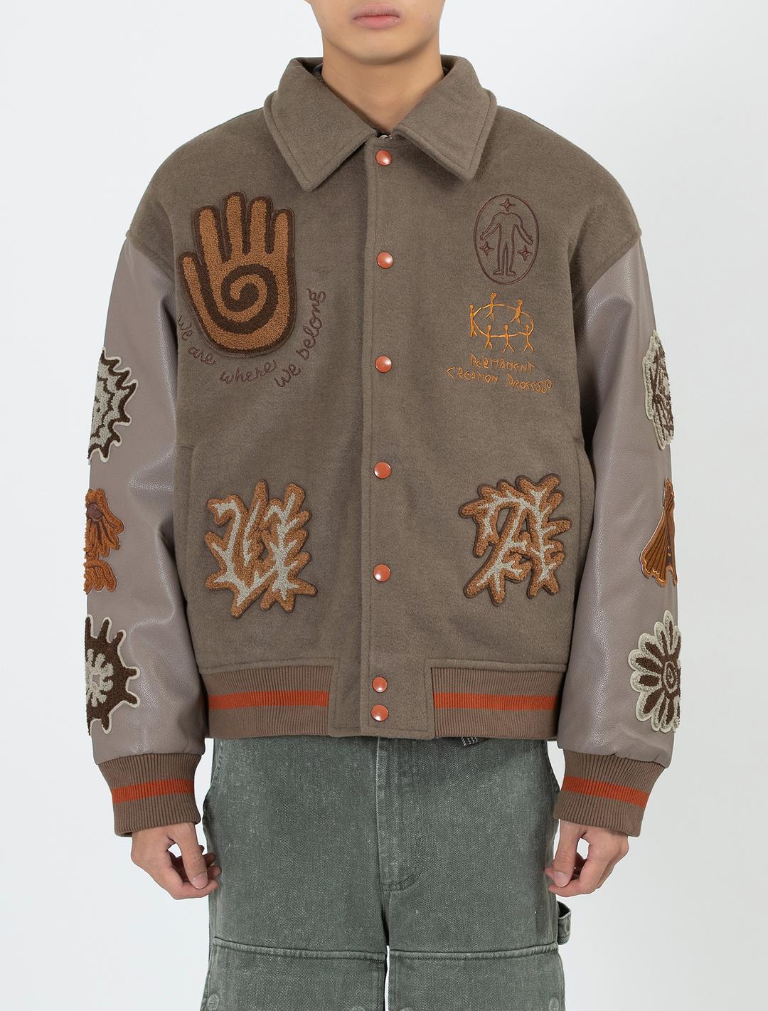 바시티 재킷 루팅 우드 브라운