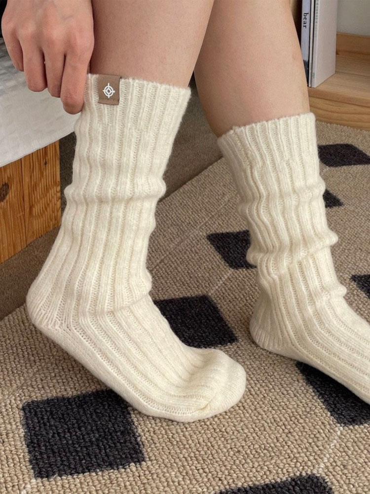 오슬 여성 울 골지 양말 중목 장목 겨울 데일리 6color