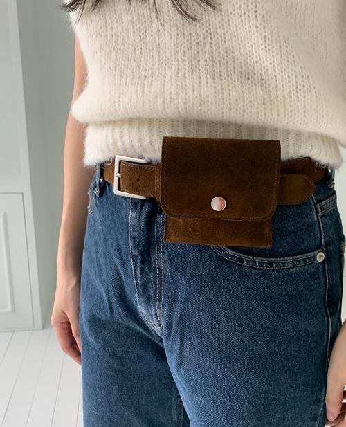 square suede belt bag