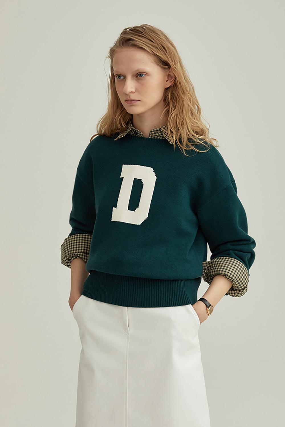 INTARSIA IVY SWEATER FOREST GREEN