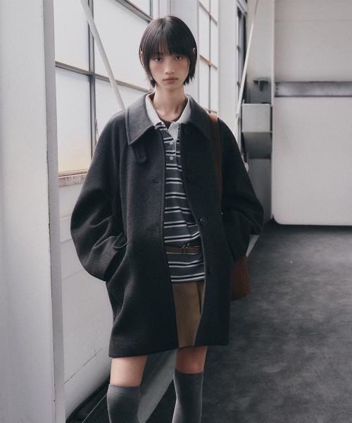 울 블렌디드 스탠카라 하프 코트_MIWJHFV0PG