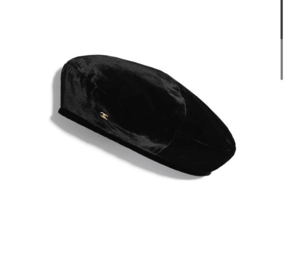 MARKET RHEMES ORDER [CHANEL] CC LOGO BERET VELVET BLACK