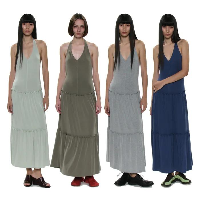 PWC HALTER NECK TIERED SHIRRING DRESS_7COLOR