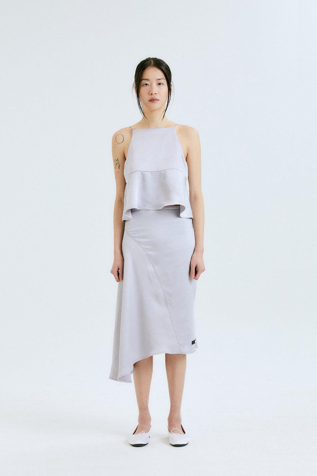 SILKY DRAPE SKIRT / PALE PURPLE