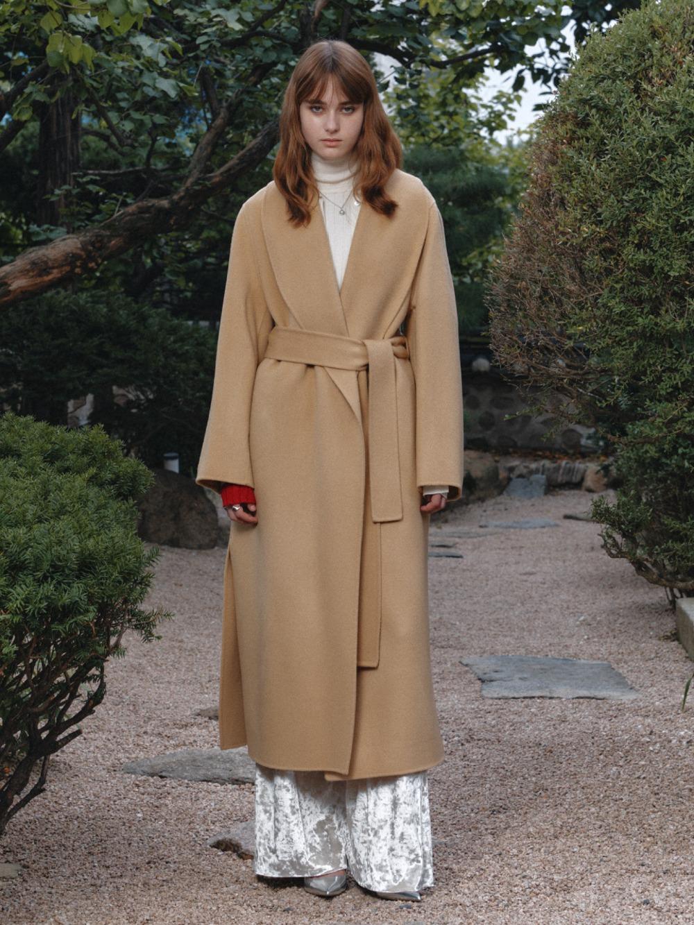 [Signature] SENNE Cashmere Shawl Collar Handmade Coat_Creamy Camel