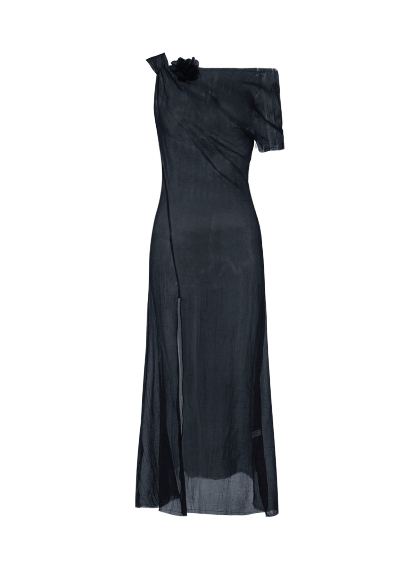 Wave Sheer Dress (Navy)