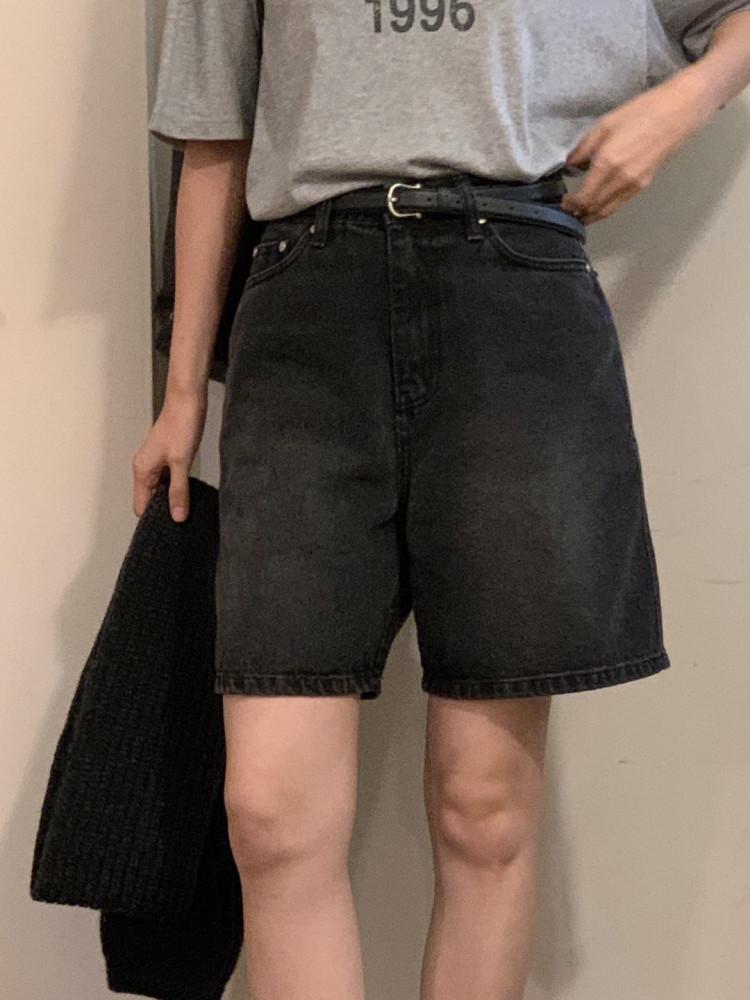 당일 s/ 베르가못 바트 5부 흑청 데님 팬츠