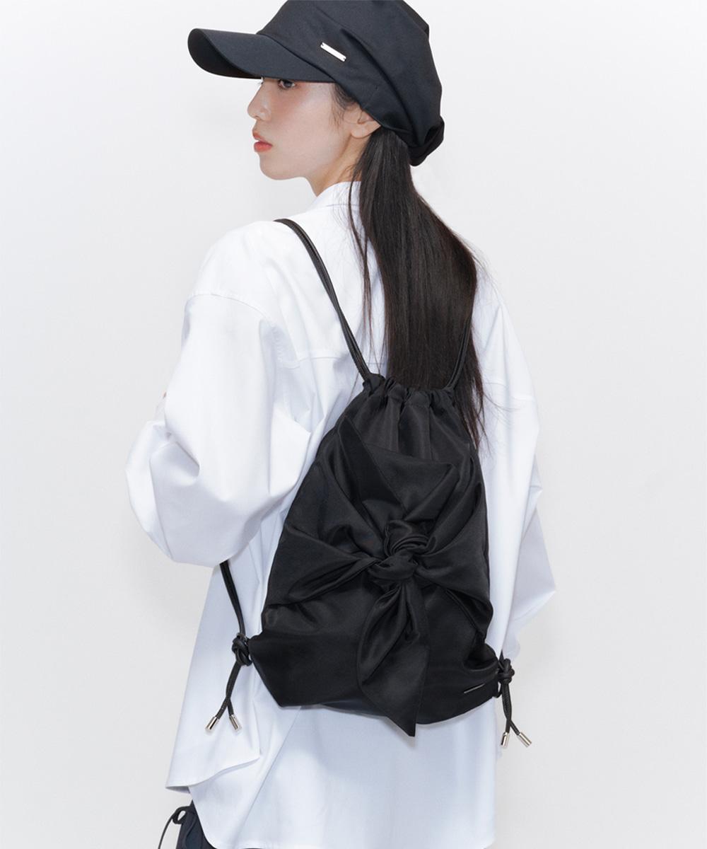 [3/13 release] Tie-up drawstring bag BLACK