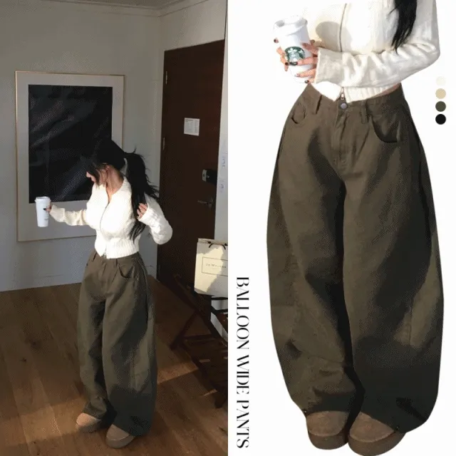 [골반예쁨!!/S-2XL✨] 골반 핀턱 와이드 봄,가을 간절기 데님 스냅 팬츠