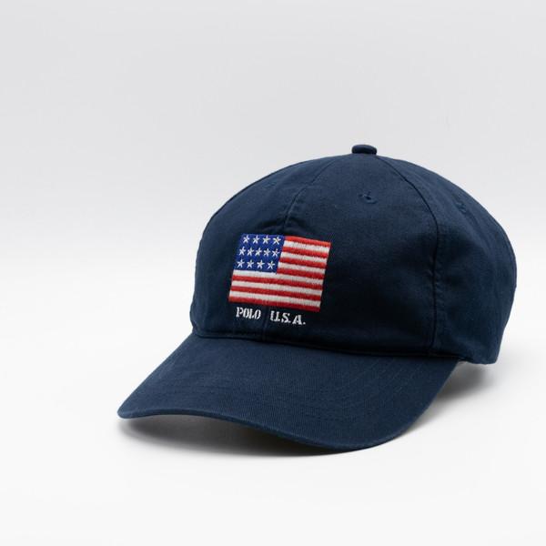 VINTAGE POLO RALPH LAUREN FLAG NAVY HAT