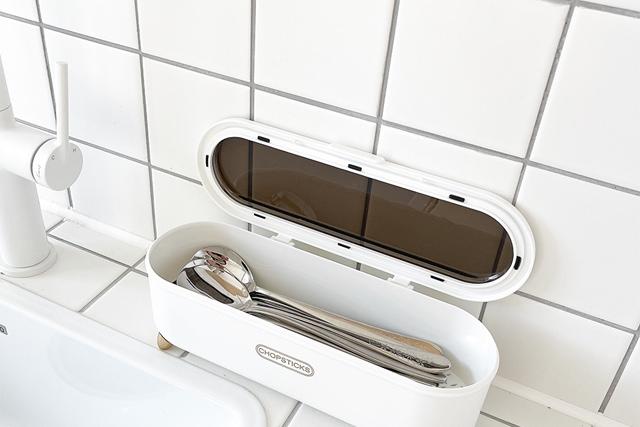 화이트 물빠짐 젓가락 수저케이스