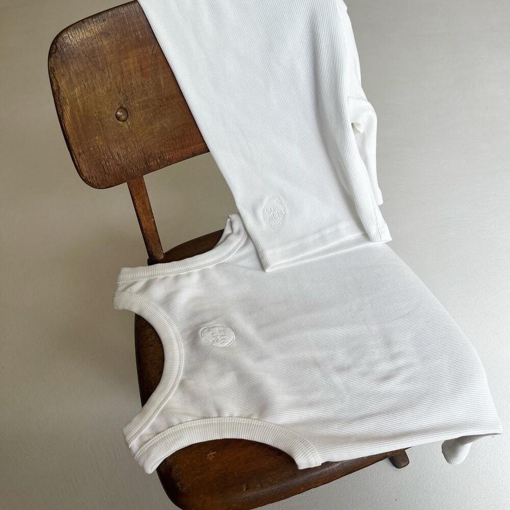 2ways sleeveless & biker pants set _ivory