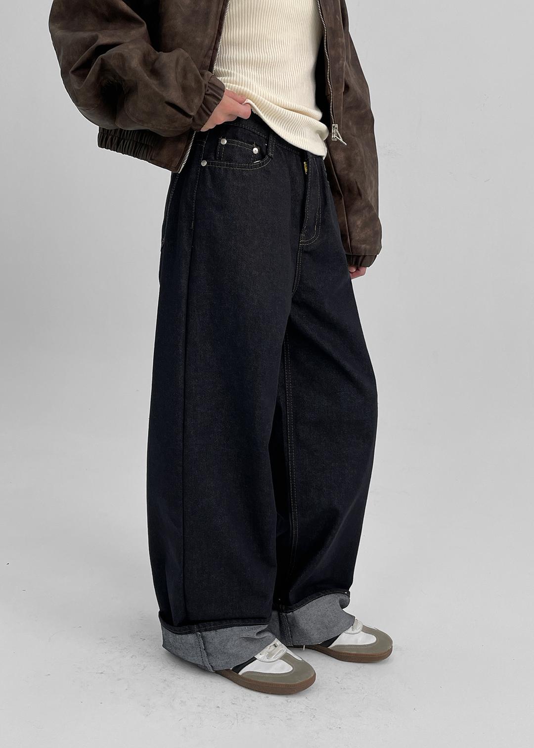 [1천장판매] 쿠카 논페이드 생지 와이드 데님팬츠 *