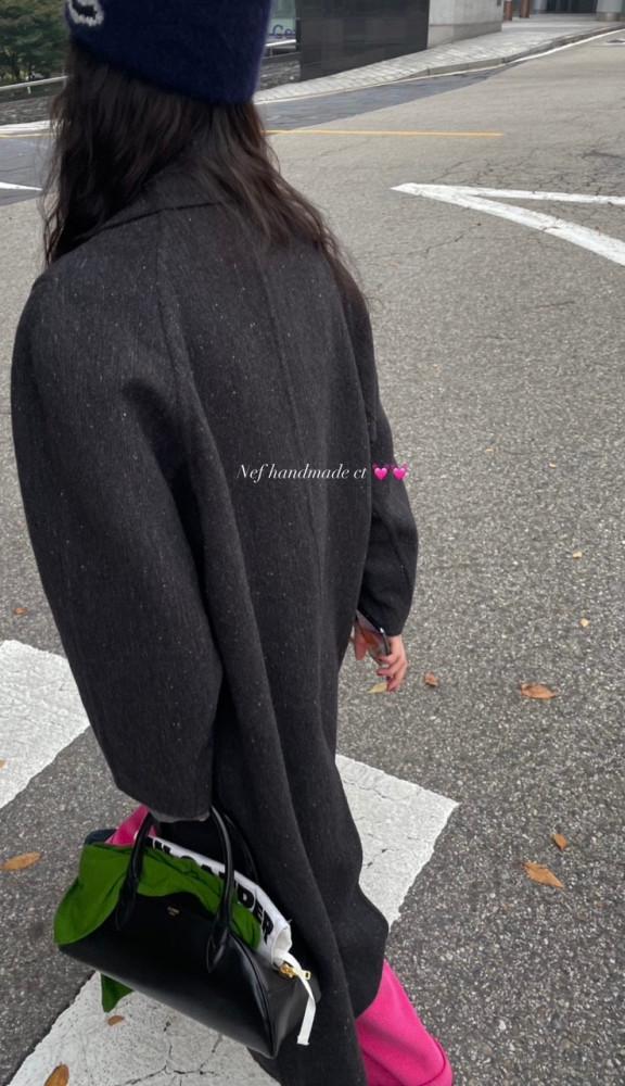 Basket 바스켓 네프 핸드메이드 코트 네프 패턴 나그랑 롱 핸드메이드 코트(1color)