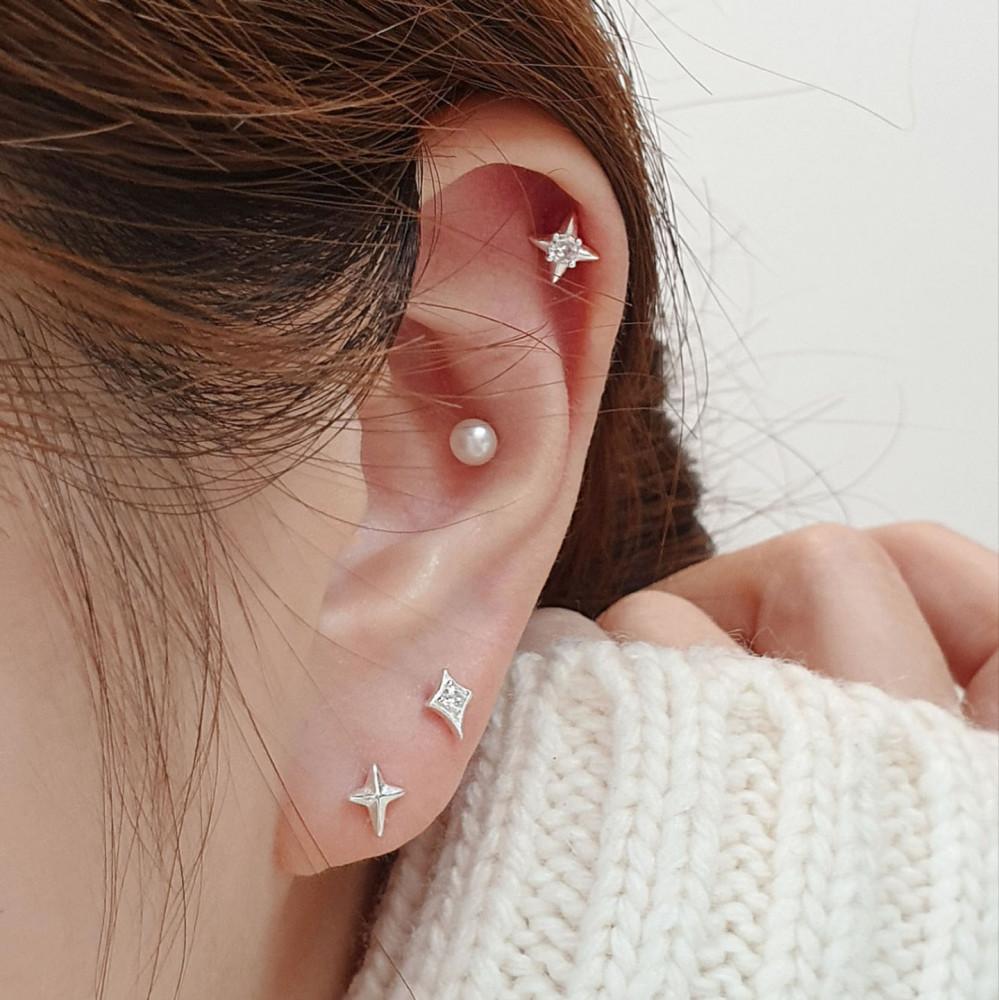 실버925 미니 별빛 연골 얇은 연예인 이너컨츠 귓바퀴 피어싱 귀걸이