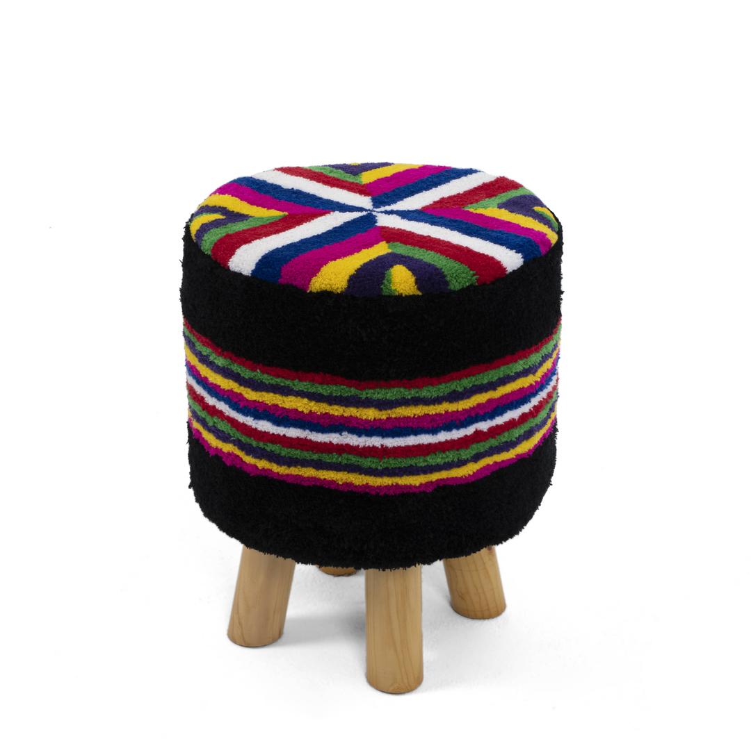 블랙 색동 스툴 (Black Saekdong Stool)