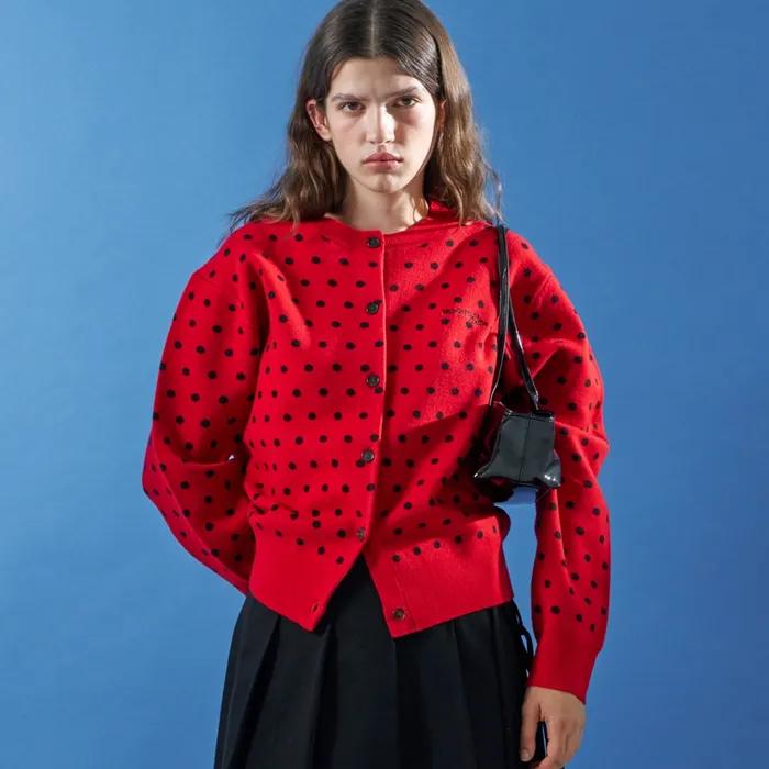 M.C Dot Dot Knit Cardigan / Red