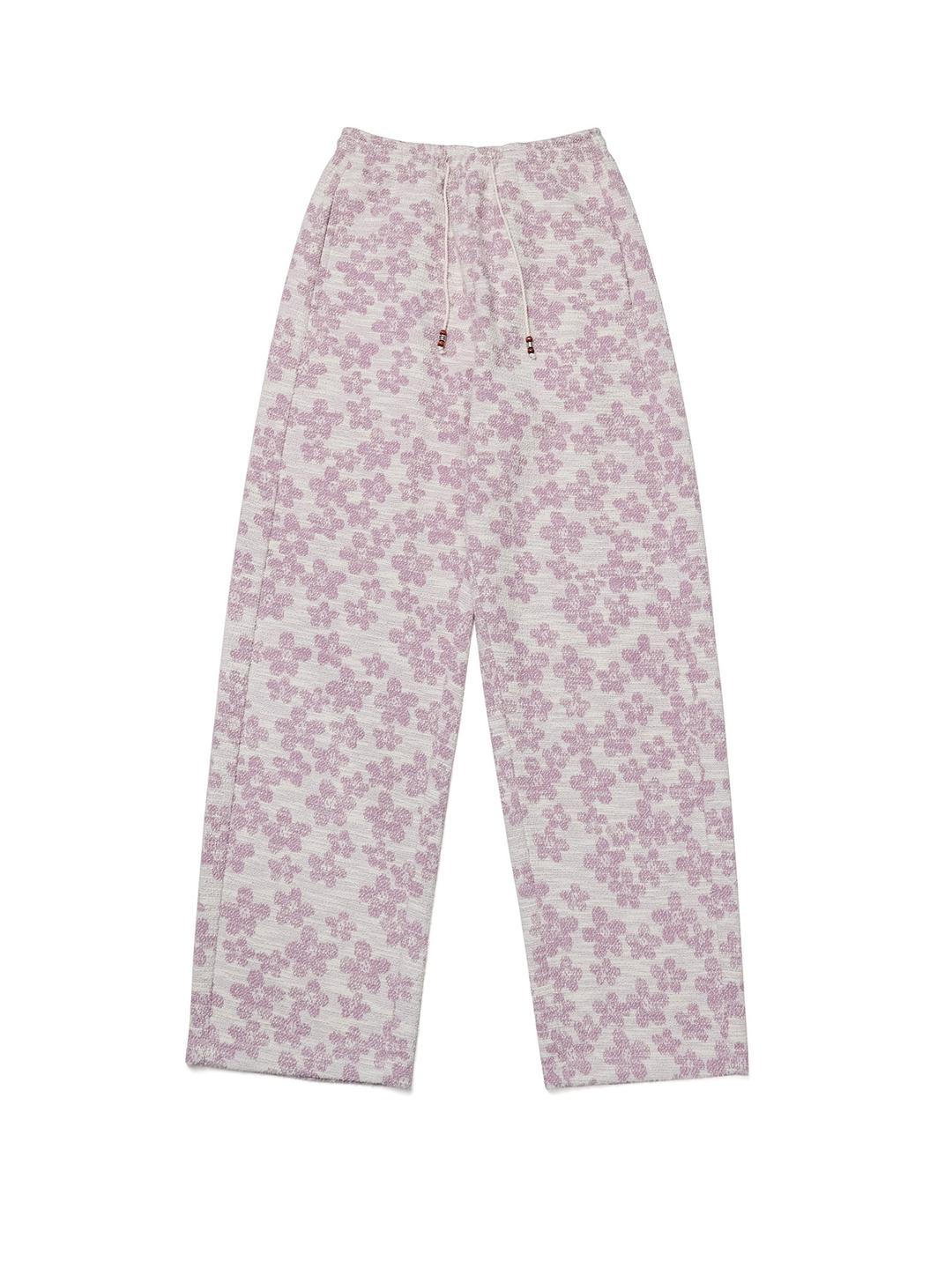 TWEED FLOWER BANDING PANTS_PINK