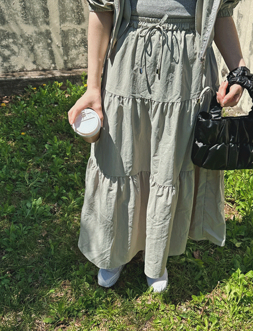 아나락 나일론 캉캉스커트-3color