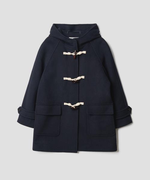 WOOL HOODED DUFFLE COAT NAVY