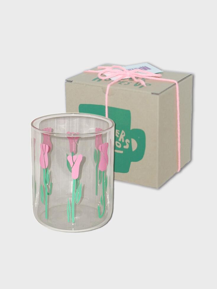 튤립 420ml 투명 유리컵