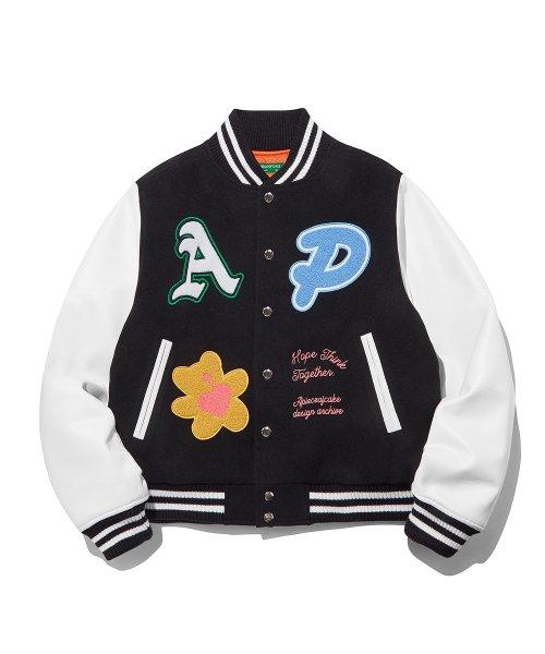 Patch Work Varsity Jacket_Black