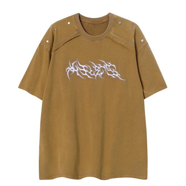 Shoulder Circle Buttons Printing 3Color TEE (4640)