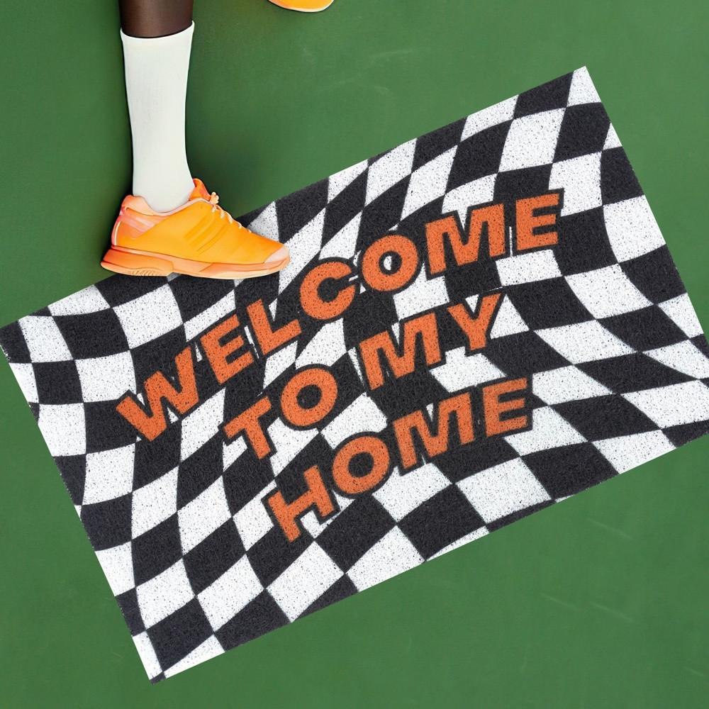 윌비 웰컴 체커보드 카페 도어 매트