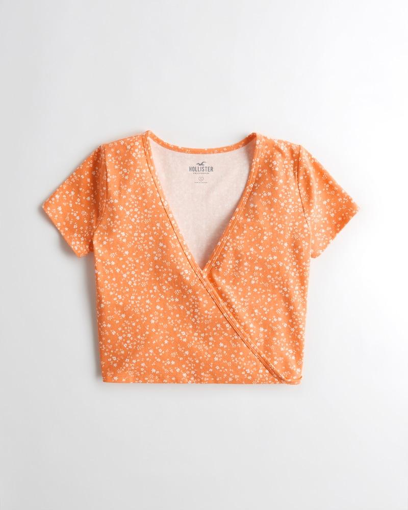 Wrap Crop V-Neck T-Shirt