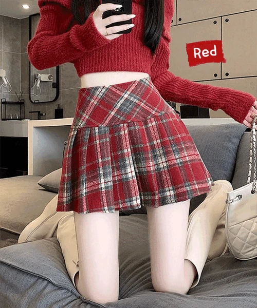 [최저가]쏘비 체크 플리츠 미니 스커트