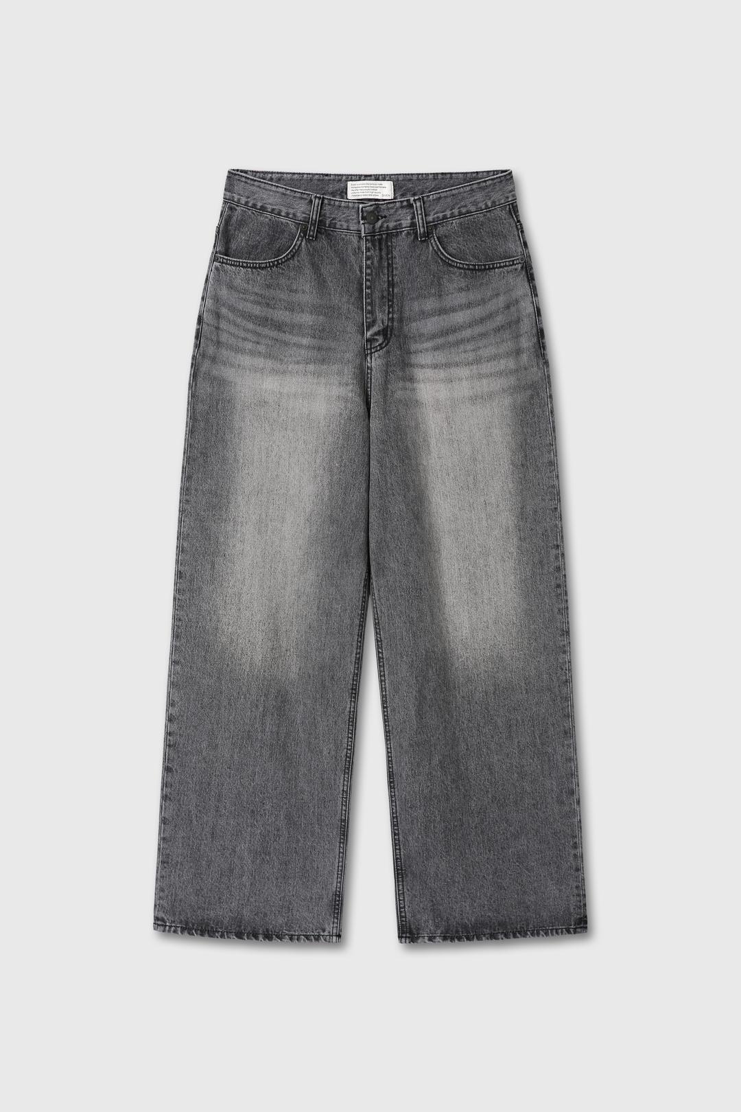 LOOSED WIDE DENIM PANTS (WASHED BLACK)