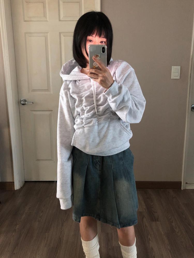 기모 셔링 후드티 (3colors)