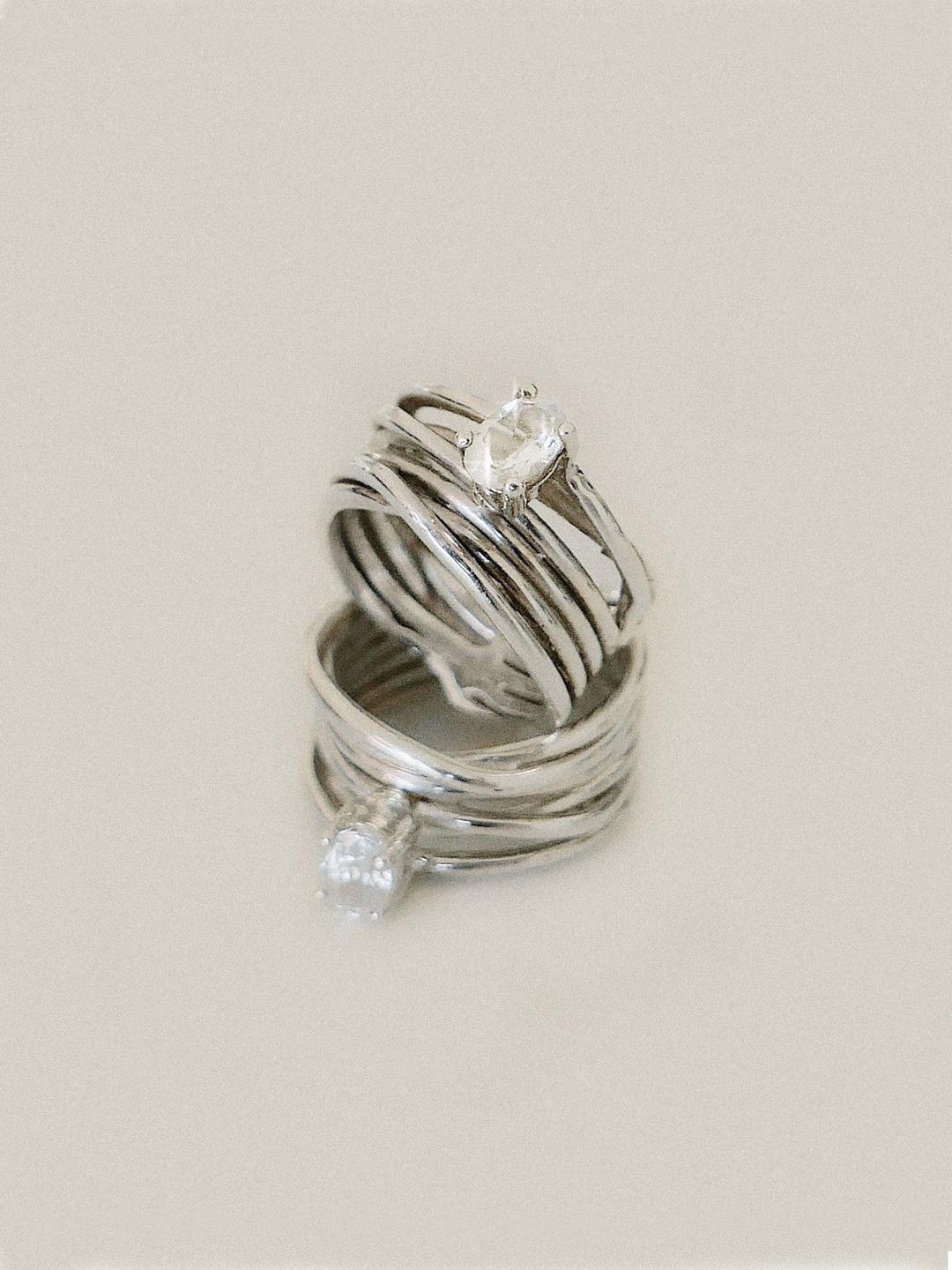 Sunset White Tangled Ring