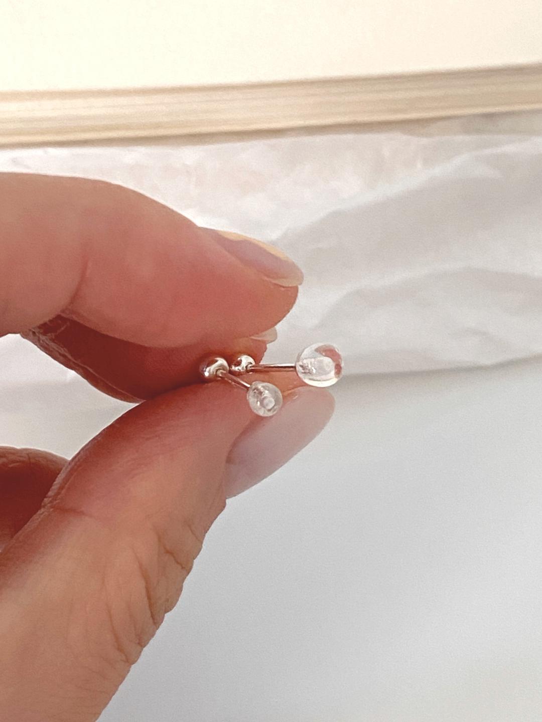 투명 볼 피어싱 실버 귀걸이 두께