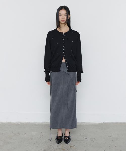 STRIPE STRAP MAXI SKIRT GREY